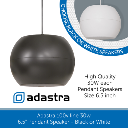 Adastra Pendant Speaker 6.5" 30w Black or White 