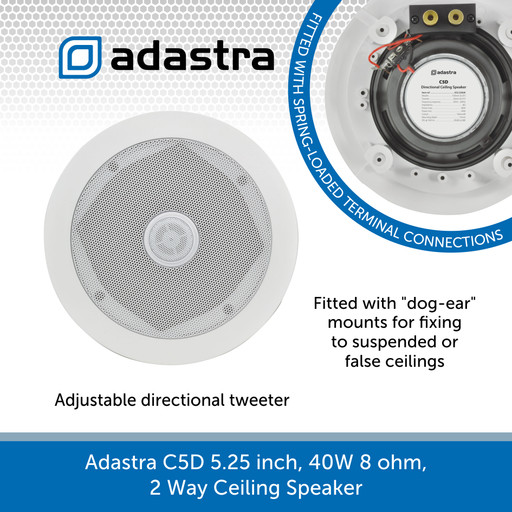 Adastra C5D 5.25 inch, 40W 8 ohm, 2 Way Ceiling Speaker