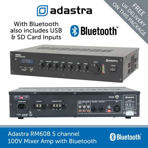 Adastra RM60B 5 channel 100V Mixer Amp with Bluetooth
