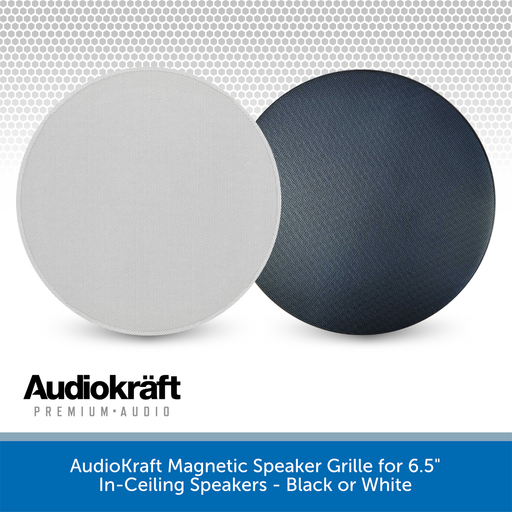 AudioKraft Magnetic Speaker Grille for 6.5" In-Ceiling Speakers - Black or White