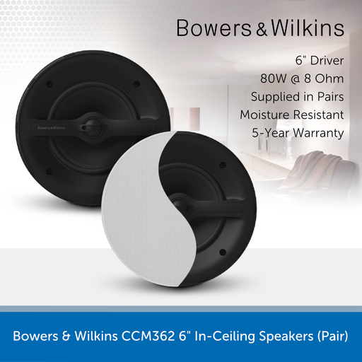 Bowers & Wilkins CCM362 6" In-Ceiling Speakers (Pair)