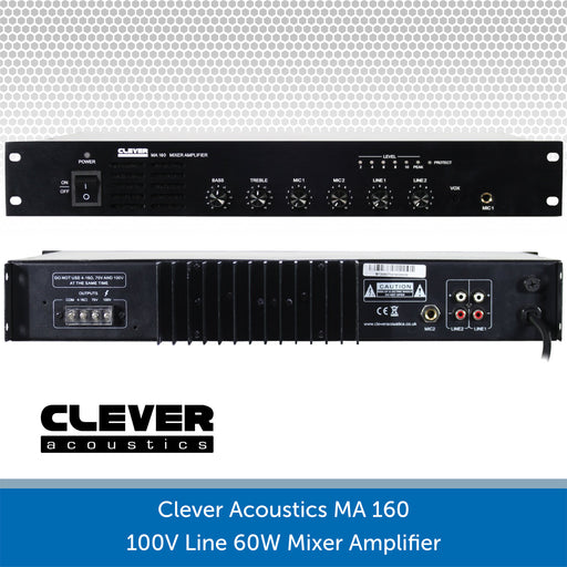 Clever Acoustics MA 160 100V Line 60W Mixer Amplifier Rear connections