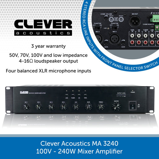Clever Acoustics MA 3240 100V 240W Mixer Amplifier
