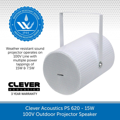 Clever Acoustics PS 620 15W 100V Outdoor Projector Speaker