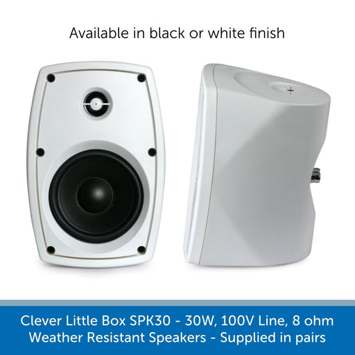 Clever Little Box SPK30 - 30W, 100V Line, 8 ohm Weather Resistant Speakers x 2