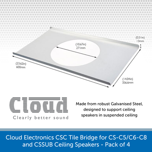 Cloud Electronics CSC Tile Bridge for CS-C5/C6-C8 & CSSUB Ceiling Speakers - Pack of 4
