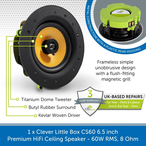 CLB Audio CS60 6.5 inch Premium HiFi Ceiling Speaker - 60W RMS, 8 Ohm