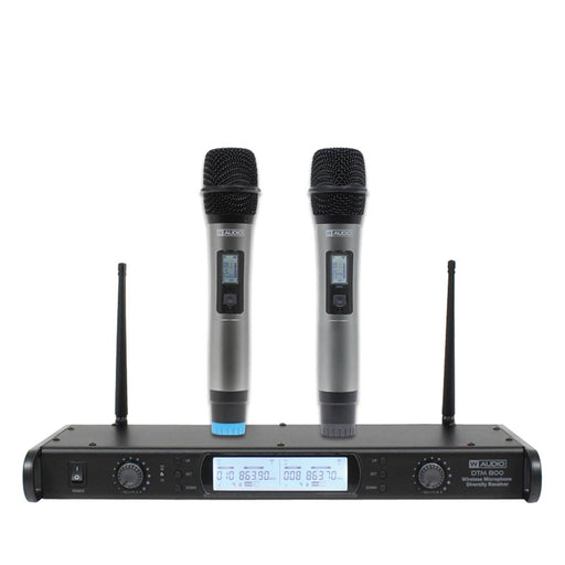 W-Audio DTM 800H Twin Handheld UHF Wireless Mic System (863.0mHz-865.0mHz)