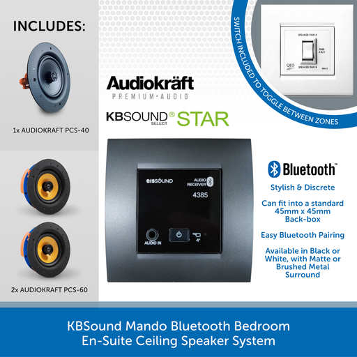 KBSound Mando Bluetooth Bedroom En-Suite Ceiling Speaker System