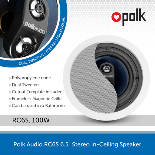 Polk Audio RC6S 6.5" Stereo In-Ceiling Speaker