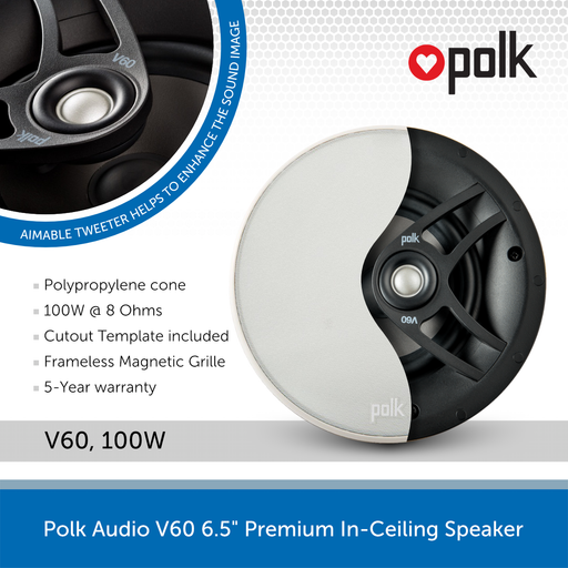 Polk Audio V60 6.5" Premium In-Ceiling Speaker