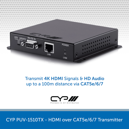 CYP 5-Play HDBaseT - HDMI over CAT5e/6/7 Transmitter PUV-1510TX