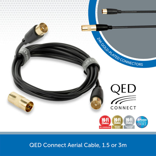 QED Connect Aerial Cable, 1.5 or 3m