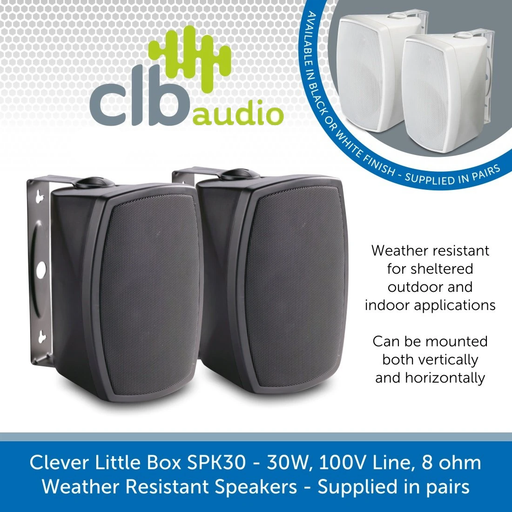 CLB Audio SPK30 Weather Resistant Wall-Mount Speakers, 100V/8 Ohms