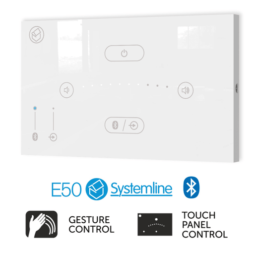 Systemline E50 - Bluetooth In-Wall Amplifier Touch Panel with Gesture Control (Black or White)