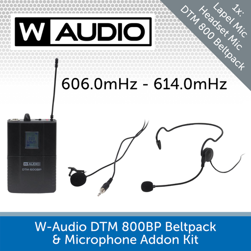 W-Audio DTM 600BP Beltpack & Microphone Addon Kit (606.0mHz-614.0mHz)