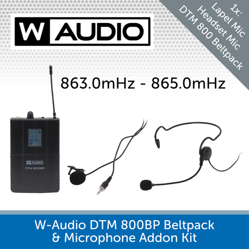 W-Audio DTM 800BP Beltpack & Microphone Addon Kit (863.0mHz-865.0mHz)