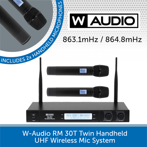 W-Audio RM 30T Twin Handheld UHF Wireless Mic System (863.1mHz/864.8mHz)