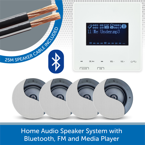 Home Audio Speaker System with Bluetooth, FM and Media Player 4 speakers