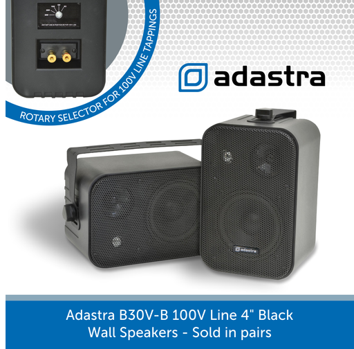 Adastra B30V-B 100V Line 4" Black Wall Speakers