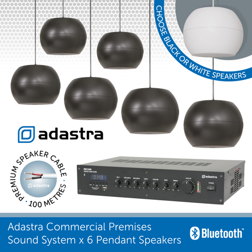 Adastra Commercial Premises 100v Line x 6 Pendant Speakers