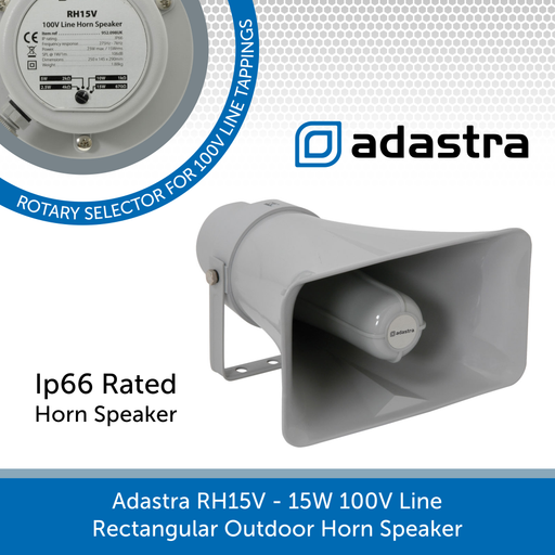 Adastra RH15V - 15W 100V Line Rectangular Outdoor Horn Speaker