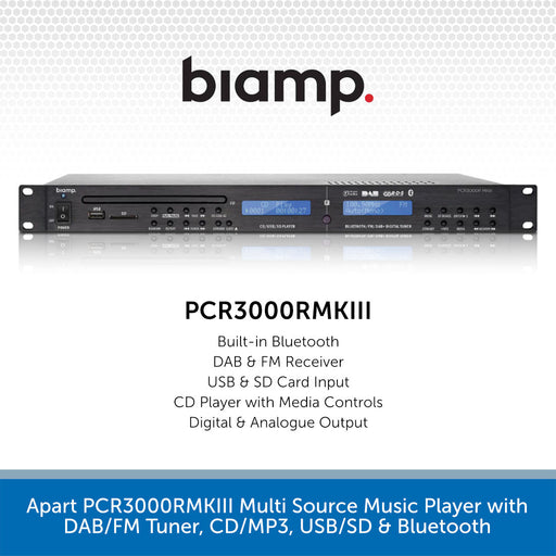 Apart PCR3000RMKIII Multi Source Music Player with DAB/FM Tuner, CD/MP3, USB/SD & Bluetooth