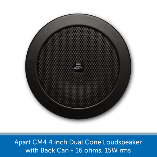 Apart Audio CM4 & CM4-BL 4 inch Dual Cone Loudspeaker with Back Can - 16 ohms, 15W rms