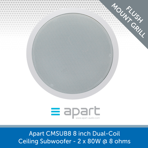 Apart Audio CMSUB8 8 inch Dual-Coil Ceiling Subwoofer - 2 x 80W @ 8 ohms
