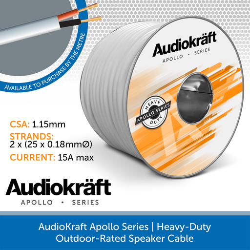 AudioKraft Apollo Series | High-Performance Outdoor Speaker Cable (Custom Length) White