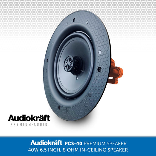 AudioKraft PCS-40 - Premium 40W 6.5 inch, 8 Ohm In-Ceiling Speaker