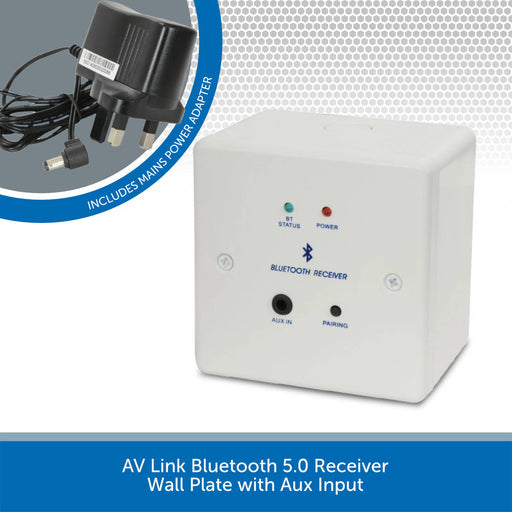 AV Link Bluetooth 5.0 Receiver Wall Plate with Aux Input