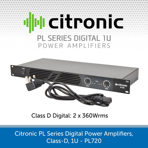 Citronic PL Series Digital Power Amplifiers, Class-D, 1U - PL720, PL1080 & PL2000