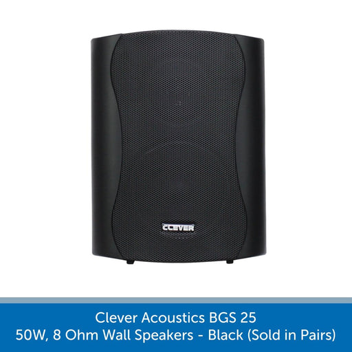Clever Acoustics BGS 25 50W 8 Ohm Wall Speakers, Black (Pair)