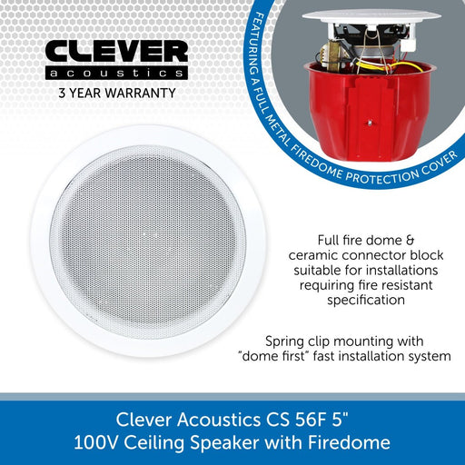 Clever Acoustics CS 56F 5" 100V Ceiling Speaker with Firedome