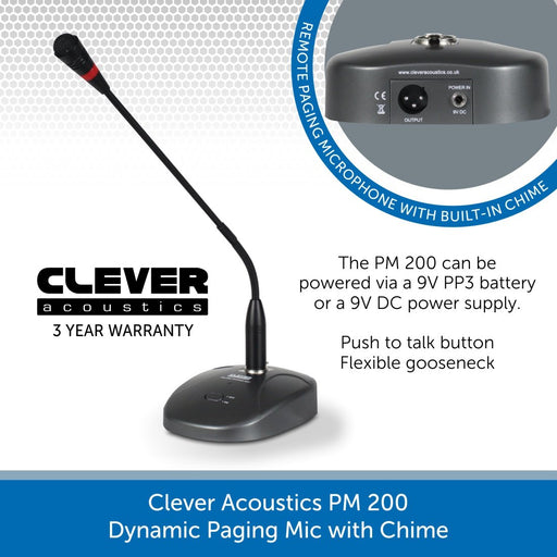 Clever Acoustics PM 200 Dynamic Paging Mic with Chime