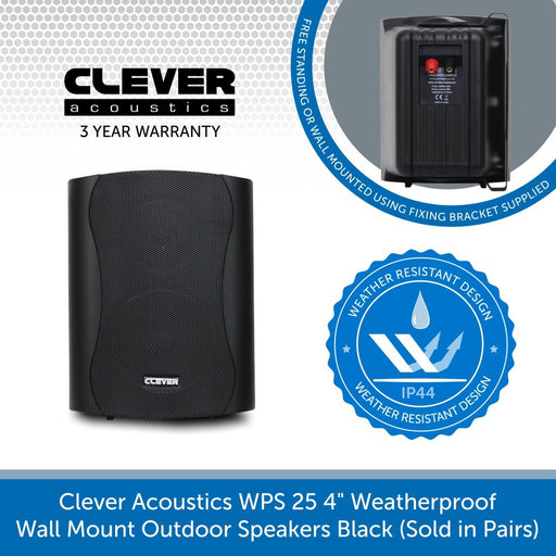 Clever Acoustics WPS 25 4 inch Weatherproof Wall Mount Outdoor Speakers 1