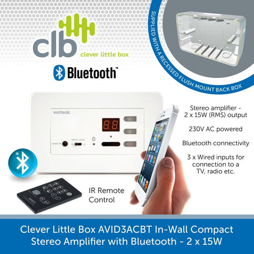 Clever Little Box AVID3ACBT In-Wall Compact Stereo Amplifier with Bluetooth