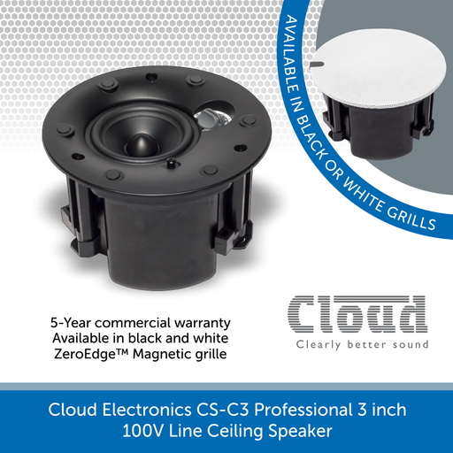 Cloud Electronics CS-C3W & CS-C3B Professional 100V Line Ceiling Speaker