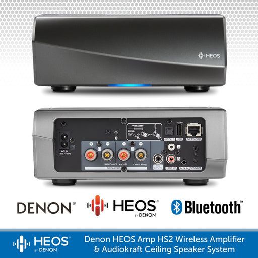 Denon HEOS Amp HS2 Wireless Amplifier & Audiokraft In-Ceiling Speaker Package