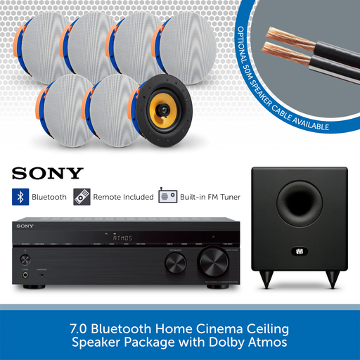 7.1 Bluetooth Home Cinema Ceiling Speaker + Subwoofer Package with Dolby Atmos7.1 Bluetooth Home Cinema Ceiling Speaker + Subwoofer Package with Dolby Atmos