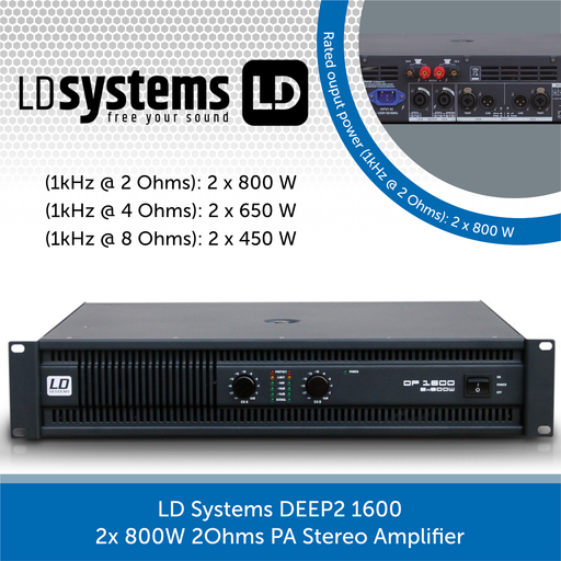 LD Systems DEEP2 1600 2x 800W 2Ohms PA Stereo Amplifier