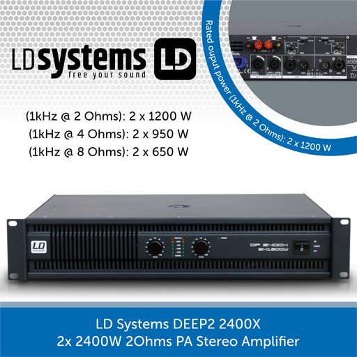 LD Systems DEEP2 2400X 2x 1200W 2Ohms PA Stereo Amplifier