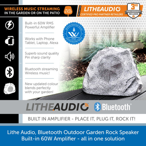 Lithe Audio, Garden Rock Speaker - Bluetooth & Built-in 60W Amplifier