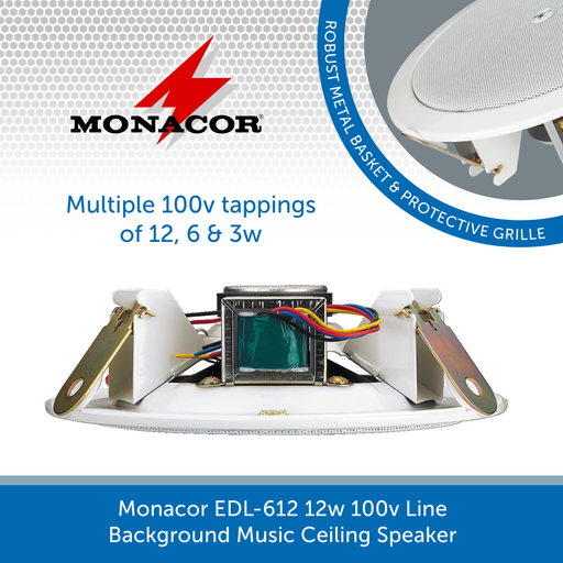 Monacor EDL-612 ceiling speaker with multiple 100v line tappings