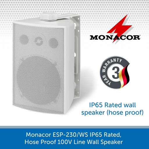 Monacor ESP-230/WS IP65 Rated, Hose Proof 100V Line Wall Speaker
