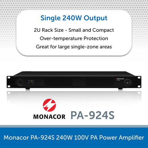 Monacor PA-924S 240W 100V PA Power Amplifier