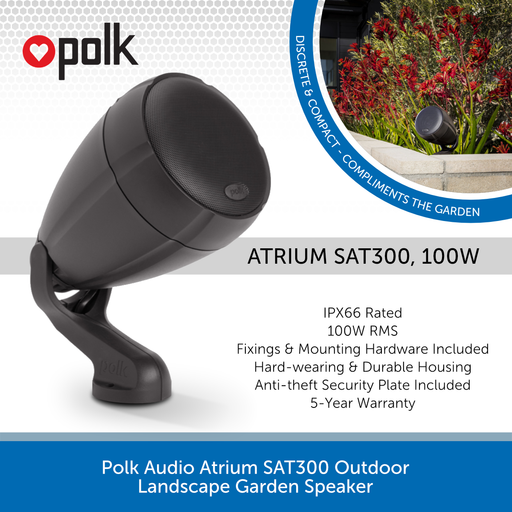 Polk Audio Atrium SAT300 Outdoor Landscape Garden Speaker