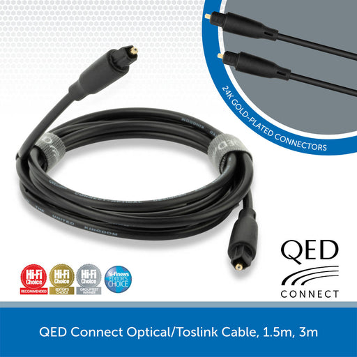 QED Connect Optical/Toslink Cable, 1.5m, 3m
