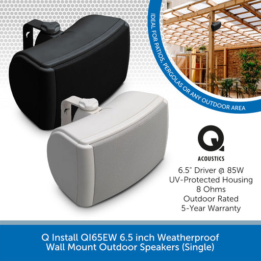 Q Install QI65EW 6.5" Weatherproof On-Wall Outdoor Speakers (Single)